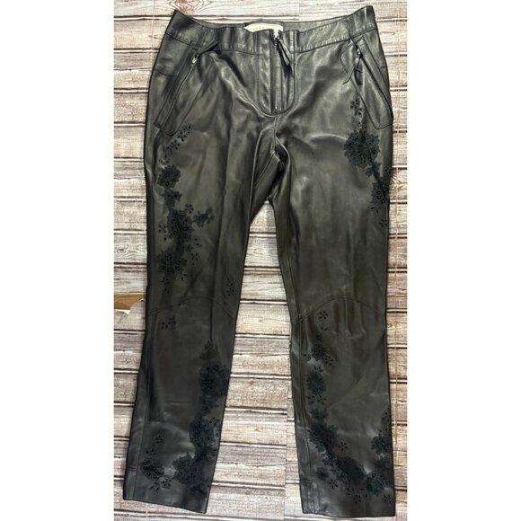 Nina Ricci Other - Nina Ricci soft lamb leather Cut Out Floral Pattern pants sz 38 US 6 mspr $1495